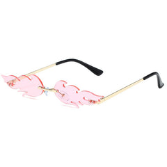 Small Flame Rimless Sunglasses Irregular Hip Hop Women Sunshade Eyeglasses