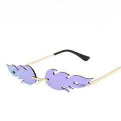Small Flame Rimless Sunglasses Irregular Hip Hop Women Sunshade Eyeglasses