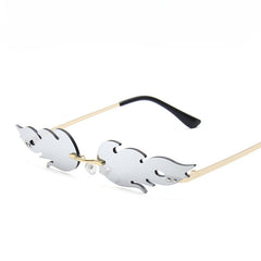 Small Flame Rimless Sunglasses Irregular Hip Hop Women Sunshade Eyeglasses