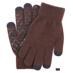 Men's Fleece Touch Screen Gloves Winter Thickened Warm Wool Knitted Gloves
