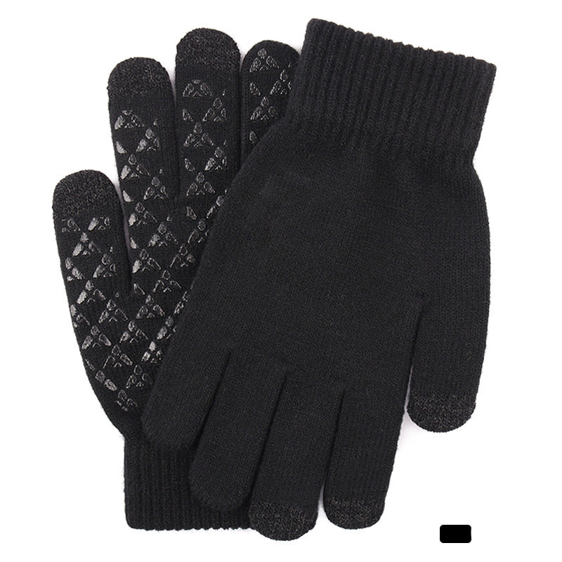 Men's Fleece Touch Screen Gloves Winter Thickened Warm Wool Knitted Gloves