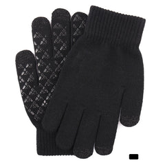 Men's Fleece Touch Screen Gloves Winter Thickened Warm Wool Knitted Gloves