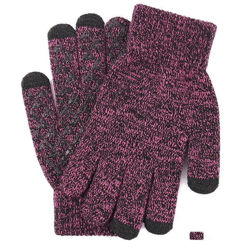 Men's Fleece Touch Screen Gloves Winter Thickened Warm Wool Knitted Gloves
