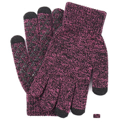 Men's Fleece Touch Screen Gloves Winter Thickened Warm Wool Knitted Gloves