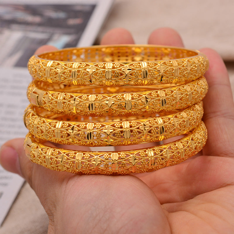 24K Plated Wedding Bangles Ethiopian Jewelry Women Arab Birthday