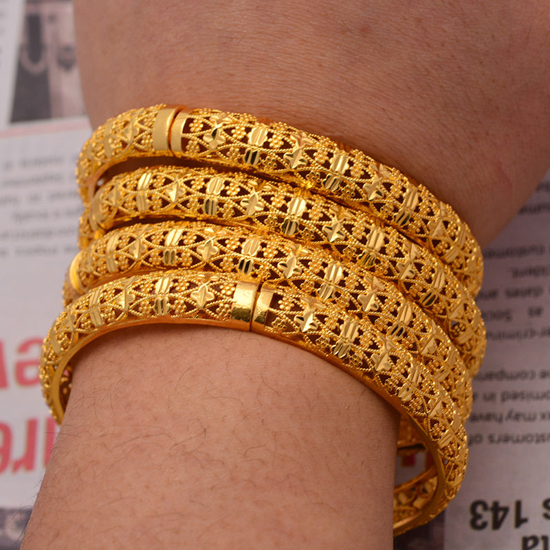 24K Plated Wedding Bangles Ethiopian Jewelry Women Arab Birthday