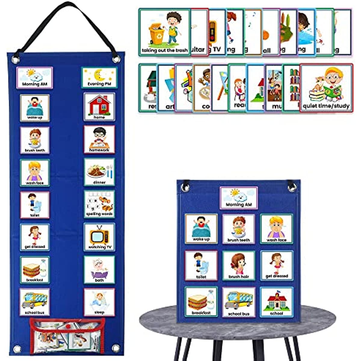 Visual Schedule Chart Daily Routine Cards 70pcs for Home School Chores Outings