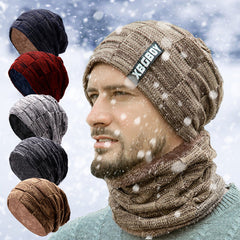 2pcs Winter Warm Woolly Knit Ribbed Cap & Scarf for Hiking