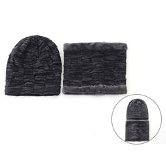 2pcs Winter Warm Woolly Knit Ribbed Cap & Scarf for Hiking