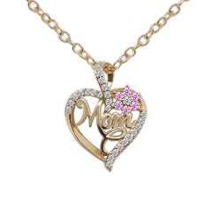 Heart & Flower Necklace Inlaid MOM Letter Pattern Neck Chain