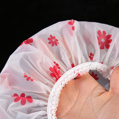 Flower Pattern Shower Cap Waterproof Bath Hat Thickened Cap Women