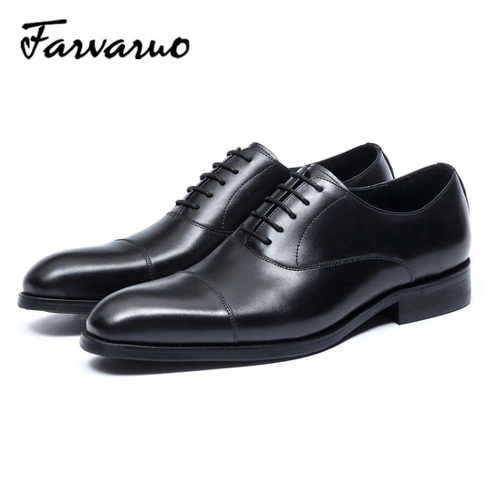 FARVARWO Men's Leather Cap Toe Oxford Dress Shoes