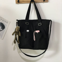 Vintage Messenger Bag Patch Pockets Crossbody Large Shoulder Purse