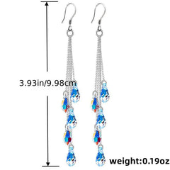 Teardrop Zircon Dangle Earrings 925 Silver Plated Gift For Women