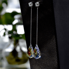 Teardrop Zircon Dangle Earrings 925 Silver Plated Gift For Women