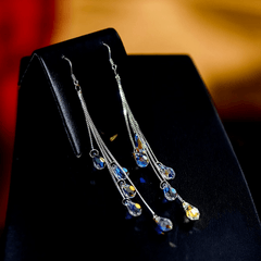 Teardrop Zircon Dangle Earrings 925 Silver Plated Gift For Women