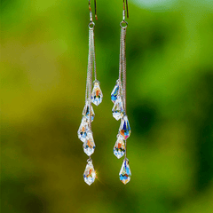 Teardrop Zircon Dangle Earrings 925 Silver Plated Gift For Women