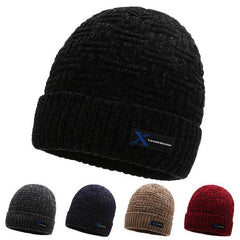 Winter Fleece Woolen Hat Men's Knitted Cycling Beanie Hat