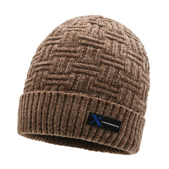 Winter Fleece Woolen Hat Men's Knitted Cycling Beanie Hat