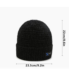 Winter Fleece Woolen Hat Men's Knitted Cycling Beanie Hat