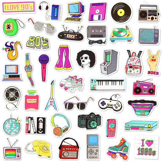 70pcs Classic 80s 90s Stickers Retro Nostalgia Stickers Waterproof Decals