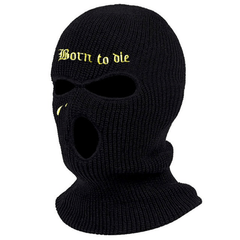 Embroidered Knit Ski Mask Winter Balaclava Hat 3 Hole Knitted Full Face Cover