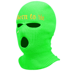 Embroidered Knit Ski Mask Winter Balaclava Hat 3 Hole Knitted Full Face Cover