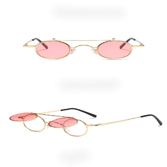 Punk Small Frame Flip Sunglasses Retro Street Shooting UV Protection Glasses
