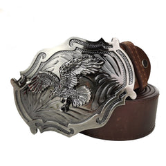 Flying Eagle Animal Silver Belt Buckle For Men With Leather Belt