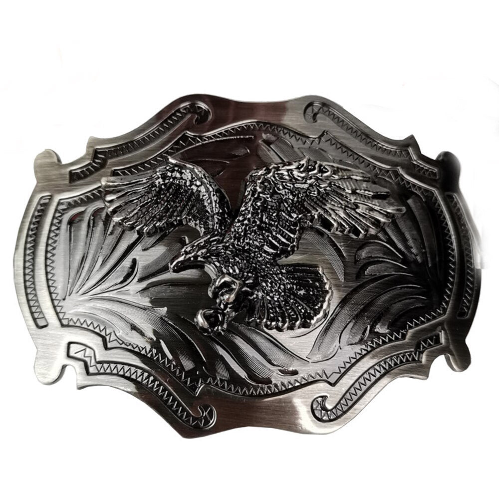 Flying Eagle Animal Silver Belt Buckle For Men With Leather Belt