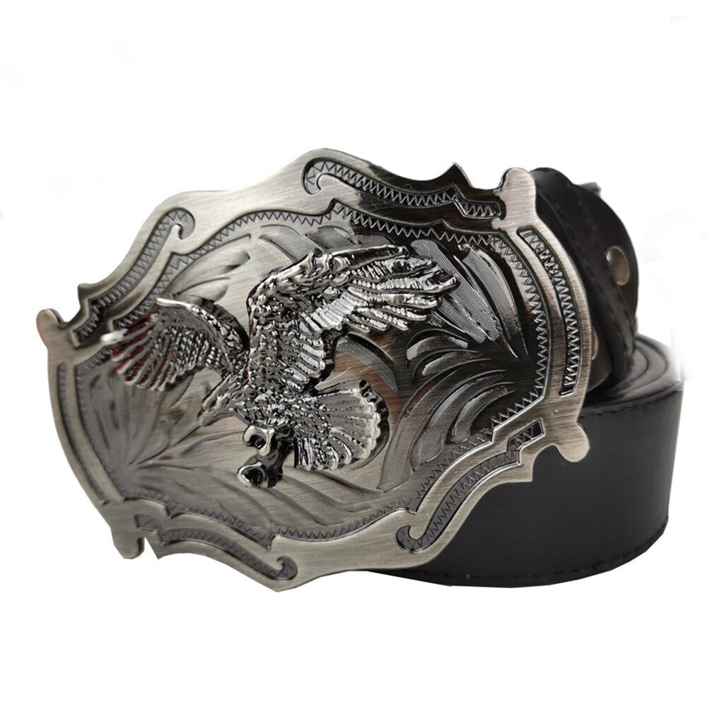 Flying Eagle Animal Silver Belt Buckle For Men With Leather Belt