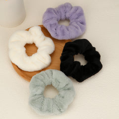 4pcs Solid Color Hair Ties Soft Velvet Scrunchies