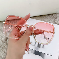 Rhinestone Rimless Oversized Square Sunglasses Women's Shades