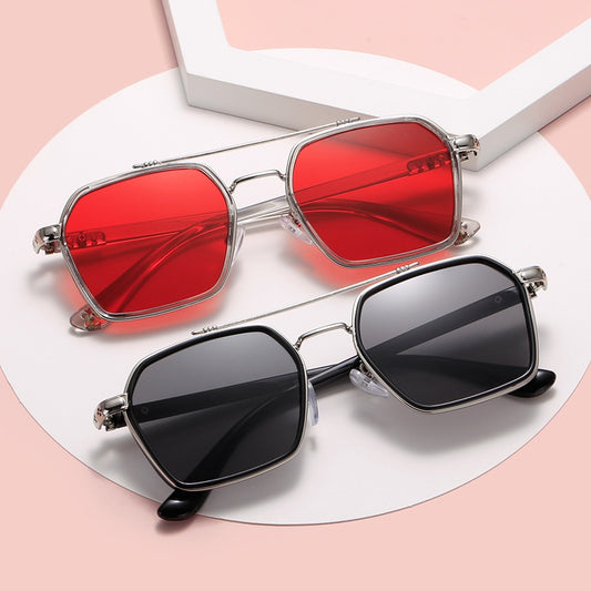 Double Bridge Aviator Sunglasses Candy Lens Metal Frame Eyewear