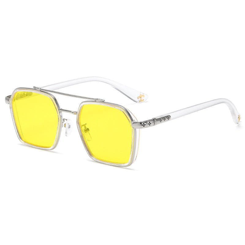 Double Bridge Aviator Sunglasses Candy Lens Metal Frame Eyewear