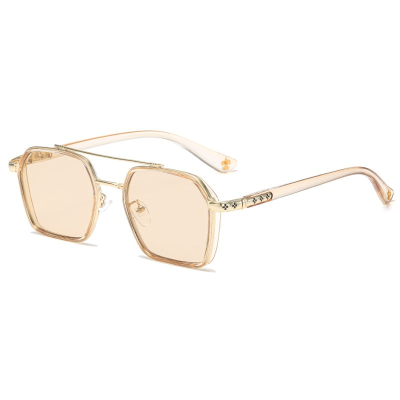 Double Bridge Aviator Sunglasses Candy Lens Metal Frame Eyewear