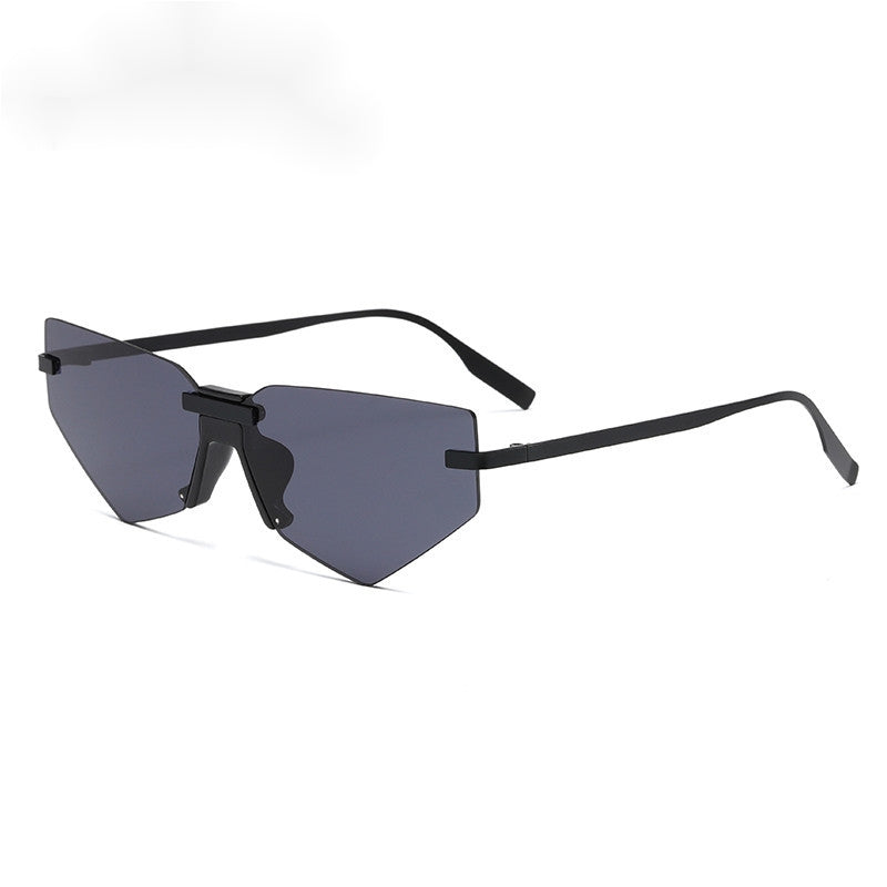 Polygon Cat Eye Rimless Sunglasses UV Protection Eyeglasses