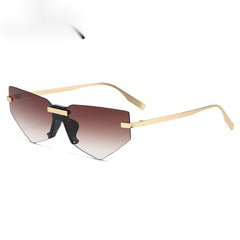 Polygon Cat Eye Rimless Sunglasses UV Protection Eyeglasses