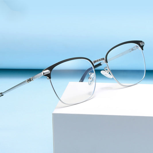 Metal Vintage Anti Semi Rimless Light Sunglasses