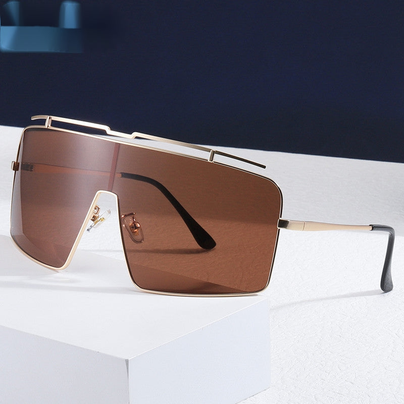 Large Square Sunglasses Vintage Wrap Around Metal Shades Y2K Punk Women Hiking