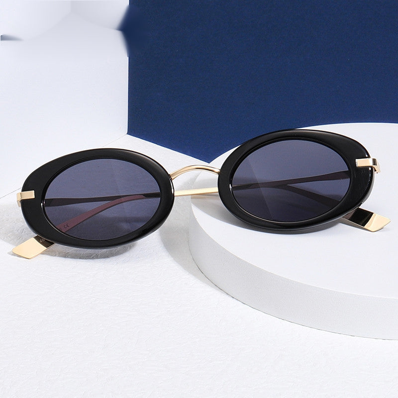 Small Oval Frame Y2K Sunglasses Metal Classic Light Blocking Eyeglasses
