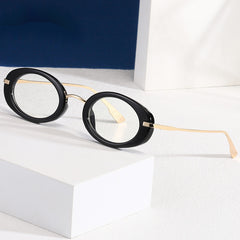 Small Oval Frame Y2K Sunglasses Metal Classic Light Blocking Eyeglasses