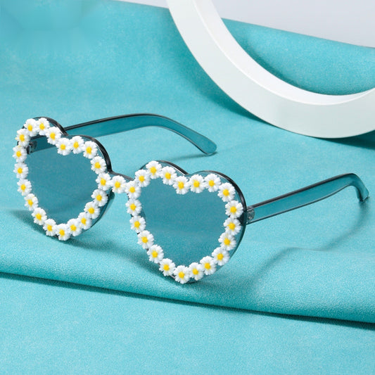 Faux Pearl Decor Sunglasses Vintage Irregular Frame