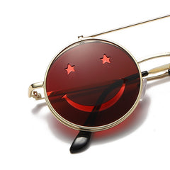 Round Shooting Props Metal Sunglasses Face Flip Lovely Sun Glasses