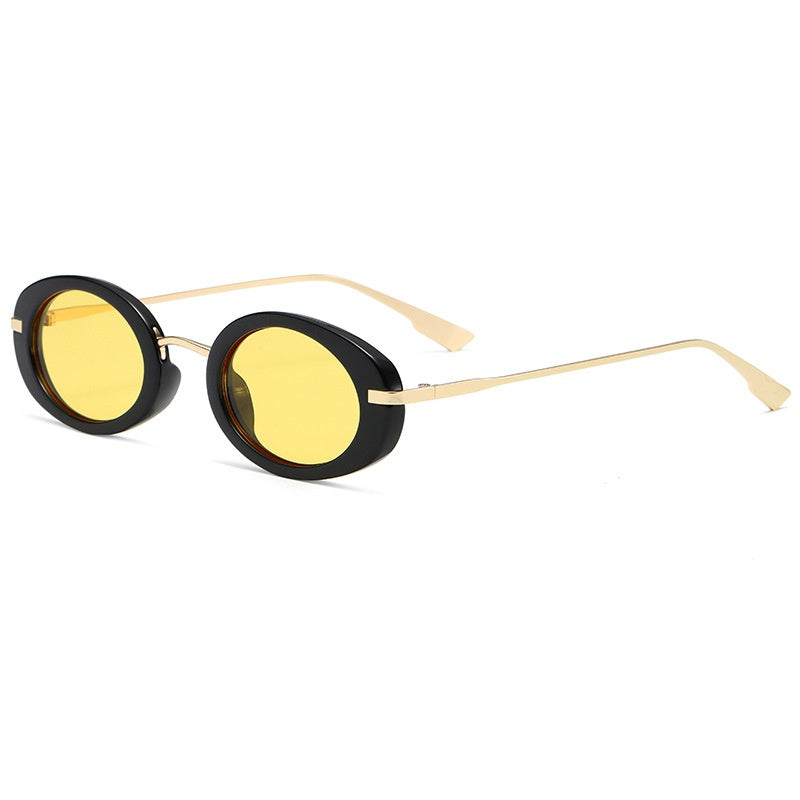 Small Oval Frame Y2K Sunglasses Metal Classic Light Blocking Eyeglasses