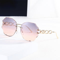 Oversized Polygonal Sunglasses Cut Edge Women Frameless Stylish Eyeglasses