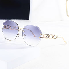 Oversized Polygonal Sunglasses Cut Edge Women Frameless Stylish Eyeglasses