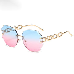 Oversized Polygonal Sunglasses Cut Edge Women Frameless Stylish Eyeglasses