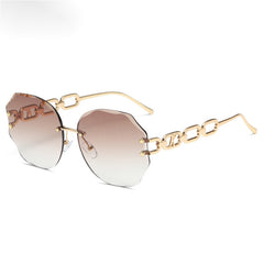 Oversized Polygonal Sunglasses Cut Edge Women Frameless Stylish Eyeglasses