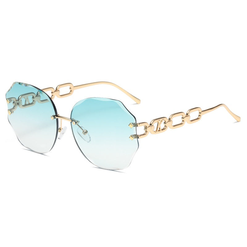 Oversized Polygonal Sunglasses Cut Edge Women Frameless Stylish Eyeglasses